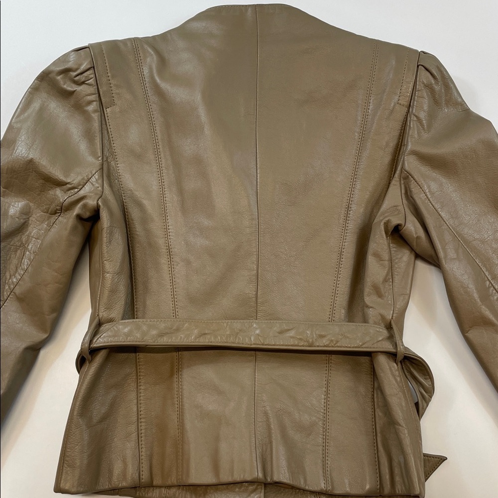 Leather Loft Taupe Genuine Leather Belted Jacket Women’s Sz 7/8 - Picture 5 of 7